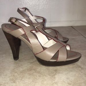 Boden Taupe all leather platform heels size 38